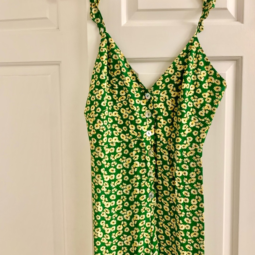 Yellow and green floral pant jumpsuit